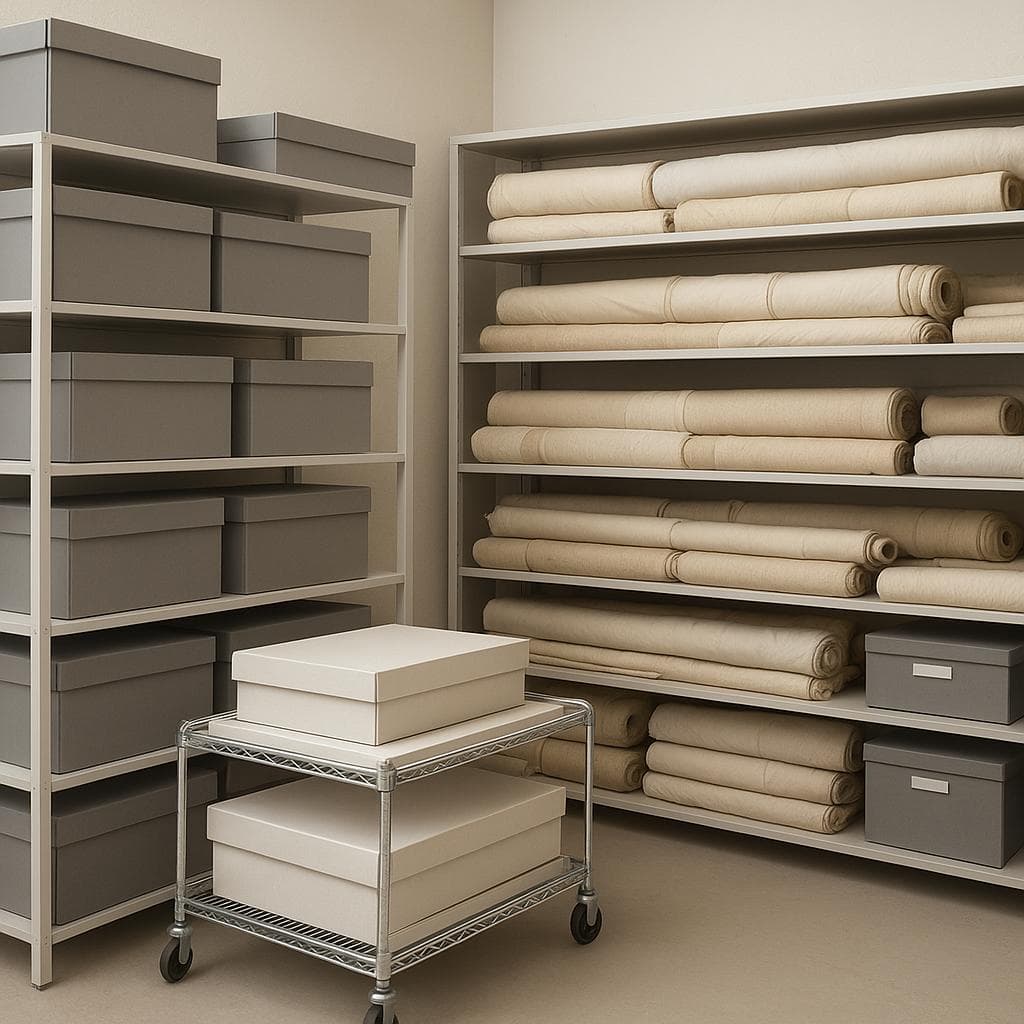 Conservator preparing textiles for exhibition display